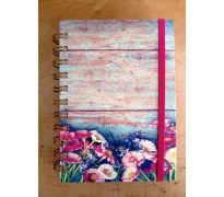 Zápisník - Květiny na dřevě
